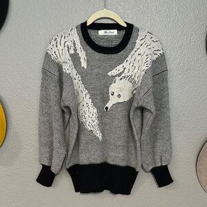 Vintage Hand Knitted Fox Sweater